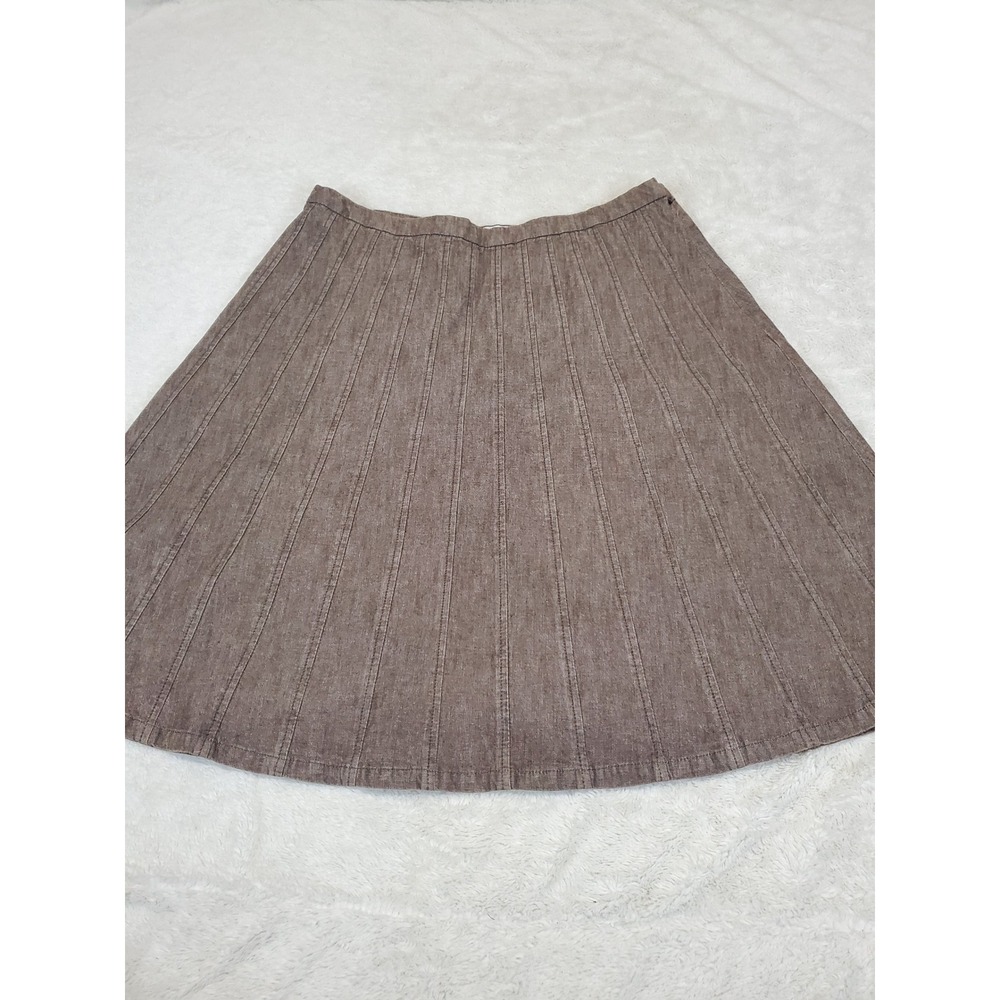 Christopher & Banks Brown Denim Paneled Skirt 16 Boho Western Festival Cottage